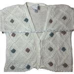 Vintage Nuggets Hand Knit Cardigan Made in Korea 80s Chunky Cream Sweater Sz M White Size M Photo 4