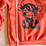 SheIn  Orange Hoodie with Cute Cow Print Photo 7