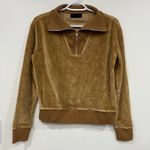 Nili Lotan Womens Jacket Small Camel Brown 1/4 Zip Collar Velour Sweater Track Photo 1