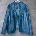 Alfani NWOT Women's Asymmetrical Zip Teal Faux Leather Jacket size 1X Photo 10