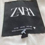 ZARA Cropped White Blazer Short Sleeve Jacket Size Small Cotton Blend FLAWS Photo 4