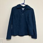 Croft & Barrow  Womans Zip Front Jacket Blazer Faux Suede Blue Size Petite M Photo 4