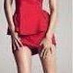 Mango MNG by  Kate Moss Red Strapless Peplum Dress Photo 1
