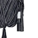 ASTR  the Label Striped Tie Front V-Neck Top Long Sleeve Stretch Medium Women NWT Photo 2