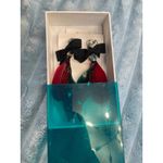 Marni at H M Dangle Earrings Black Bow Rhinestone Red Green Leaf Statement Photo 8