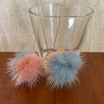 Handmade Kawaii faux fur pompom dangle threader earrings✨ Photo 4