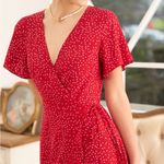 Rihoas Polka Dot Ruffle Wrap Dress Red Size M Photo 2