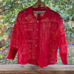 Chico's Women's Vintage Red Asian Print Lightweight Jacket Size 3 (U.S. XL) Photo 0