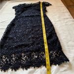 Harper Navy Blue Crochet Lace Open Back Dress Small, Fitted Mini Dress Blue Size L Photo 8