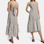 Theory NWT Tie-Back Dress in Striped White Black Cotton Poplin Sz M Photo 1