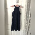 Lulus Navy Blue Love Poem Lace Mini Dress High Neck Halter Sheath Size S Photo 3