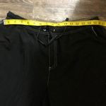 Vintage low waist wide leg baggy capri pants sweatpants white contrast stitching and leg cargo pockets (size: 1X) Black Photo 1