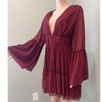 MISS ORD CUTE Ruffle Pintuck Dres Sz L WINE Maroon Romantic Cottagecore NWT #125 Red Size L Photo 3