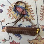 Taupe Brown Small Woven Leather Crossbody Purse Handbag Photo 5