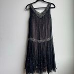 Vintage Art Deco Flapper Gatsy Sequin Jewel Black Silk Party Mini Flapper Dress Photo 7