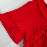 Oddy Red Ruffle Babydoll Tiered Dress Photo 5