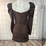 ZARA  Brown Long Sleeve Puff Sleeve ruched Body con Dress Size S Photo 8