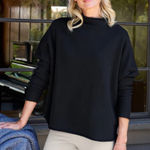 Frank & Eileen  Effie Mock Neck Capelet Sweatshirt Small Black Photo 0