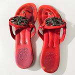 Tory Burch  Miller Sandals Tory Red Gold Plated‎ Logo Size 7  Resort Beach Photo 3