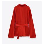 ZARA STUDIO LIMITED EDITION SATIN RED BELTED BLAZER JACKET Photo 4