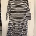 Gap Sz M Gray White Knit Striped DRESS Mini SHIFT Pullover Boat Neck 100% Cotton Photo 6