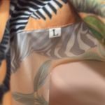 Orange Zebra Print Pajama Set woman size Large button up pocket elastic shorts Photo 4