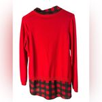 Adrianna Papell Red and Black Plaid Shirt Photo 2