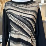 Scala  Vintage Abstract Long Sleeve Linen Blend Midi Dress Size Large Photo 1