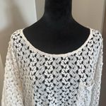 Honlua Wahine White Crochet Lace Bathing Suit Swim Cover Up Long Sleeve Sheer M‎ Size M Photo 2