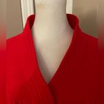 Vanity Fair vintage 90s cherry red fleece 3/4 sleeve snap pocket front robe. M Photo 1
