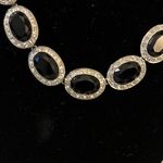 Monet Vintage  Silver Necklace with Black Faceted Ovals Photo 2