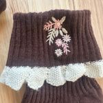 Boutique  Brown Embroidered Flower Socks Photo 1