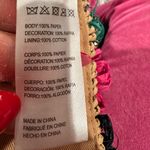 Anthropologie Raffia Straw Flower Clutch Goldtone Chain Colorful Mini Handbag Photo 7