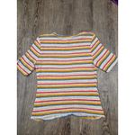 Jondie  Boutique Stripe Knit Short Sleeve Boho Fitted Sweater Pullover Large Photo 4