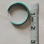 Vintage Retro Teal Hoop Post Pierced Statement Earrings Costume Jewelry Green Photo 3