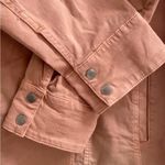 Chico's Elongated Moto Jacket Twill Asymmetrical Zip Front in Peach Pink Size 3 Photo 10
