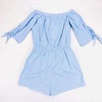 Love...Ady Romper M Gingham Off Shoulder Blue Photo 4
