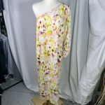 Future Collective One Shoulder Maxi Dress M Watercolor Print Linen Blend‎ Yellow Size M Photo 12