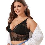 Boutique Lace Bralette Longline Bra Black Sexy Plus Size 3X or 18 Stretch Lingerie New Photo 0