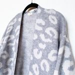 La Miel Cozy Soft Grey Leopard Cheetah Open Cardigan Size Small Photo 3
