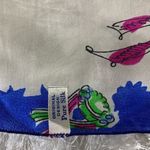 Vintage Silk Bright Blue Pink Fashion Print Long Photo 2