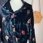 Gotcha Covered Floral Black Velvet Button Down Blazer Jacket, Size 10 Photo 2