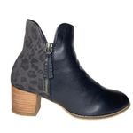 Bueno Jenna Leopard Print Dual Zipper Bootie Stabked Block Heel Ankle Sz 6.5 Photo 0