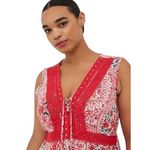 Torrid ‎ Plus Size 2X Top Babydoll Gauzy Crochet Lace Up Sleeveless Floral 709 Photo 3