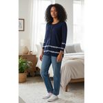 Talbots NWT Navy Blue Tie Dye Cotton Blend Cardigan Sweater Button Down Size M # Photo 8