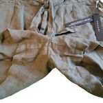 Tahari Olive Green Linen Tie Drawstring Waist High Rise Luxe Shorts Size Large Photo 4