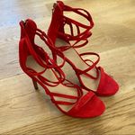 Guess  Strappy Platform Stiletto Heels in Red Photo 0
