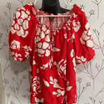 Mlle Gabrielle  Red and White Floral Blouse Photo 0