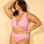 Shade & Shore  NWT Women's Pink Jacquard Bikini Top Size 1X Photo 0