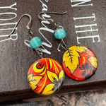 Handmade Vintage Fall Leaf Earrings – Boho Art Deco Folk Style Red Photo 0